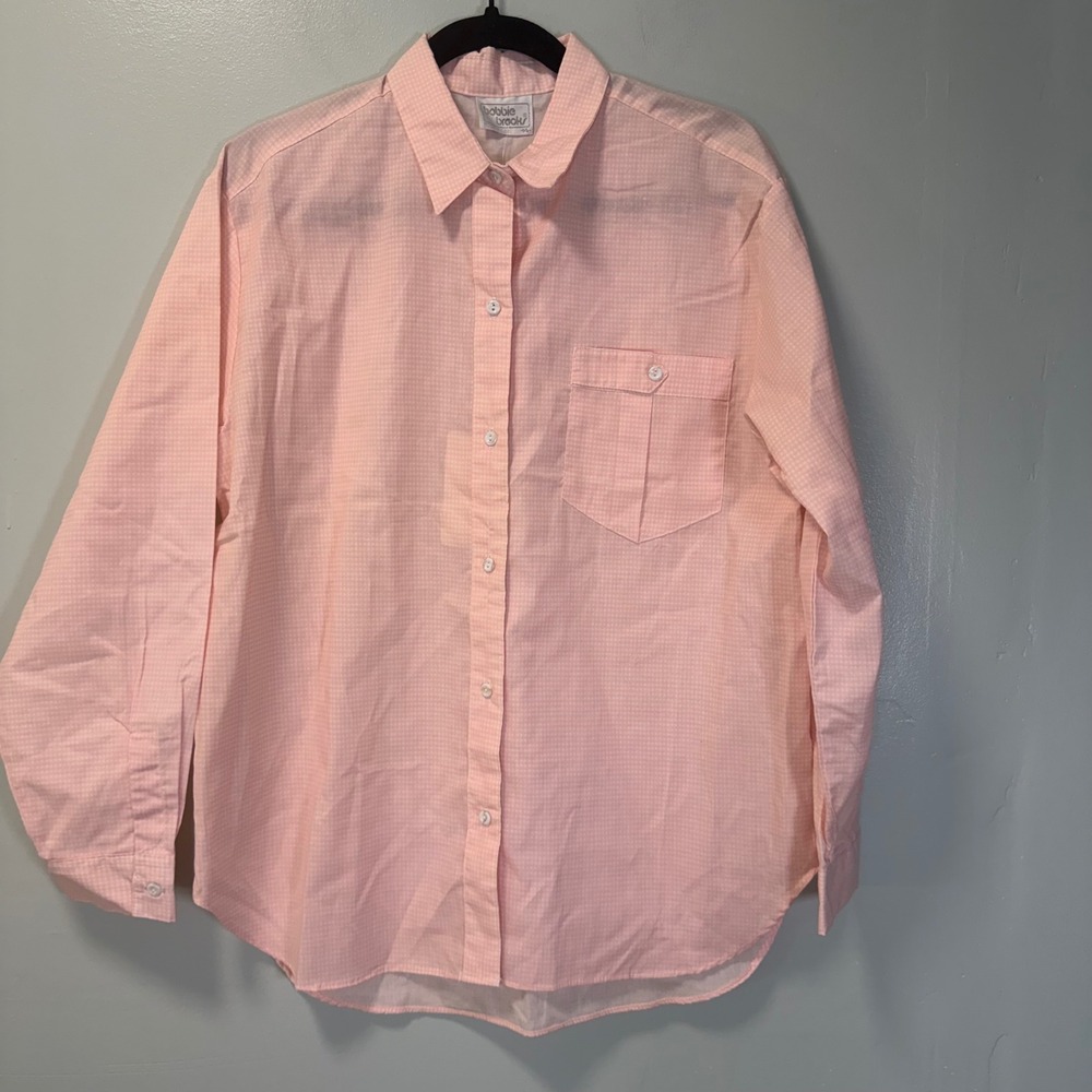 Vintage Bobbie Brooks Pink Gingham Check Lightweight Button Down Shirt 14 NWT